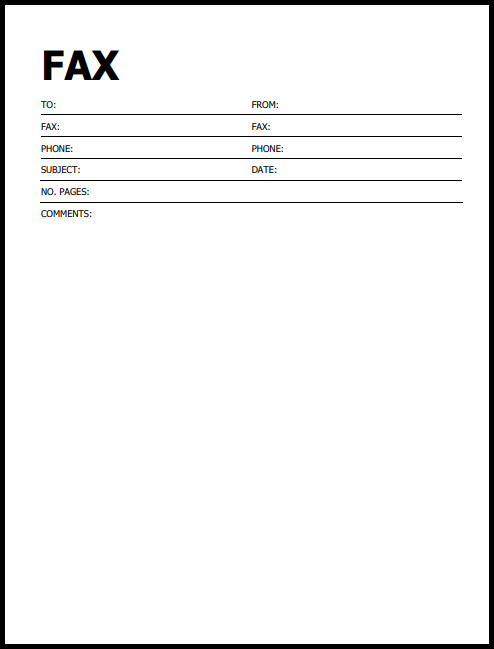 fax cover sheets printable free