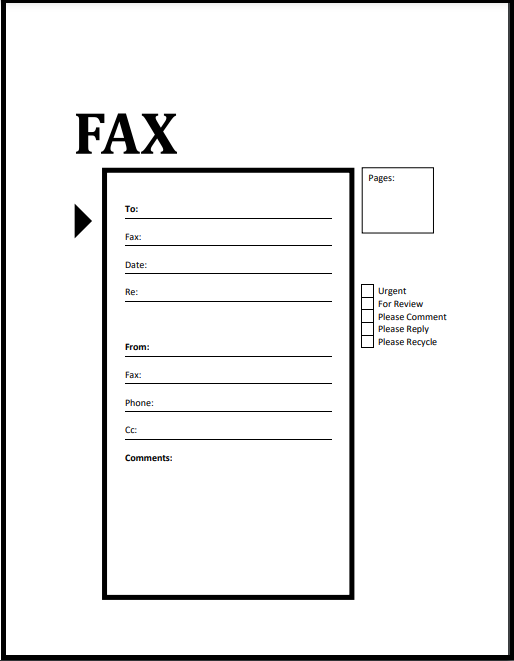 Fax cover template