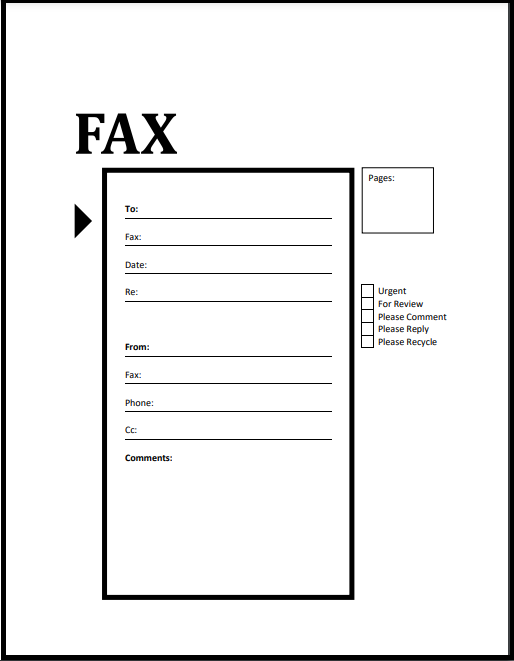 generic fax cover sheet notepad