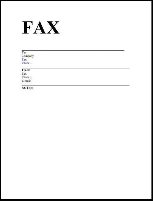 Fax cover sheet