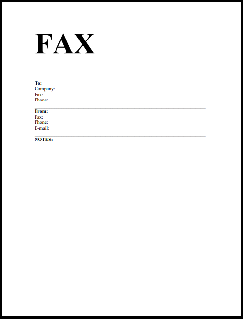 fax cover sheet